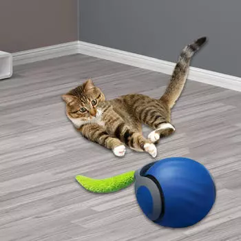 Интерактивная игрушка для кошек, мяч, автоматически движущийся, катящийся для котенка синий