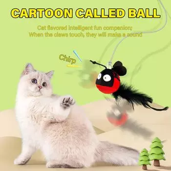Интерактивная игрушка для кошек, насекомое с плюшевым хвостом, эластичная дверная рама, подвесная игрушка-тизер для кошек, игровой набор для развлечений светло-зеленый