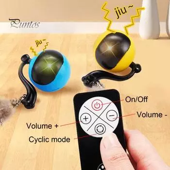 Интерактивная игрушка для кошек, перезаряжаемая автоматическая игрушка для кошек, мяч с дистанционным управлением, активируемый движением, самокатящийся мяч для домашних кошек жёлтый