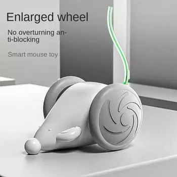 Интерактивная игрушка для кошек — развлечение и снятие стресса, с умной бегущей машинкой и автоматической мышкой светло-зеленый