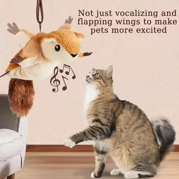 Интерактивная игрушка для кошек с хлопающими крыльями, перезаряжаемая электрическая плюшевая игрушка для кошек в виде орла/белки/летучей мыши со звуком для домашних кошек, от скуки A