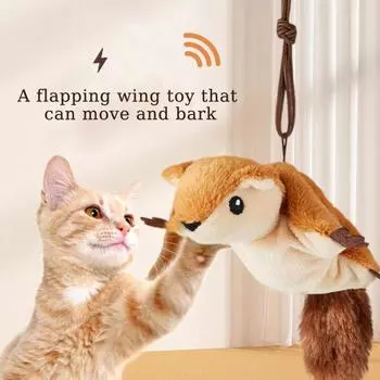 Интерактивная игрушка для кошек с хлопающими крыльями, перезаряжаемая электрическая плюшевая игрушка для кошек в виде орла/белки/летучей мыши со звуком для домашних кошек, от скуки B