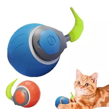 Интерактивная игрушка для кошек с хвостом, новая умная движущаяся игрушка-мяч для кошек, живущих в помещении, перезаряжаемый автоматический катящийся мяч для дразнения, синий One Size оранжевый