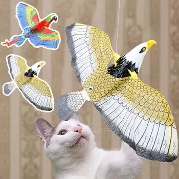 Интерактивная игрушка для кошек с птицами, электрическая подвесная летающая птица, кошка, забавная кошачья палка, веревка, игрушка для собак One Size красный