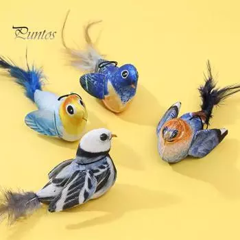 Интерактивная игрушка для кошек «щебечущая птица», реалистичная плюшевая птица с перьями, активируемая прикосновением, игрушка для котят с реалистичным щебечущим звуком для домашних кошек, успокаивает D