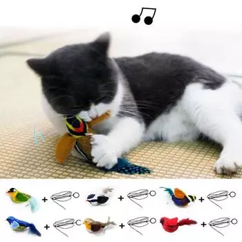 Интерактивная игрушка для кошек «Щебечущая птичка» ПВХ/Перо/Ткань Интерактивная игрушка для кошек избавит от скуки orange-C