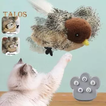 Интерактивная игрушка для кошек «Щебечущие птицы», имитация плюшевых птиц с дистанционным управлением, перезаряжаемая сенсорная электрическая игрушка «Воробей» для домашних кошек Bird