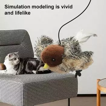 Интерактивная игрушка для кошек «Щебечущие птицы», имитация плюшевых птиц с дистанционным управлением, перезаряжаемая сенсорная электрическая игрушка «Воробей» для домашних кошек Bird