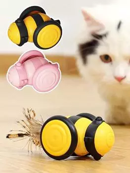 Интерактивная игрушка для кошек, умная игрушка для кошек, самостоятельная игра, автоматическая самодвижущаяся игрушка для кошек, зарядка через USB для кошек, забавная игрушка для кошек жёлтый