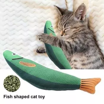 Интерактивная игрушка для кошек в форме рыбы, самовосстанавливающаяся подушка в виде рыбы, устойчивая к укусам, плюшевая подушка для самостоятельного счастья кошки оранжевый/жёлтый