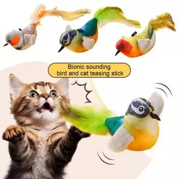 Интерактивная игрушка для кошек в виде щебечущей птицы, реалистичная плюшевая игрушка для кошек с перьями и кошачьей мятой, активируемая при прикосновении, для кошек и собак, избавляющая от скуки B