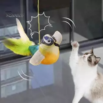 Интерактивная игрушка для кошек в виде щебечущей птицы, реалистичная плюшевая игрушка для кошек с перьями и кошачьей мятой, активируемая при прикосновении, для кошек и собак, избавляющая от скуки A