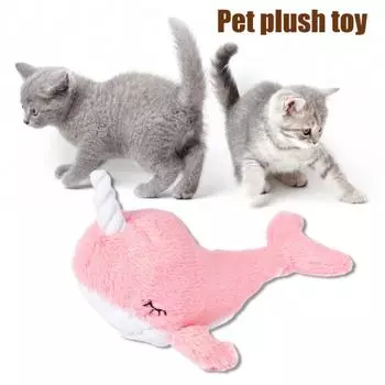 Интерактивная игрушка для кошек Yousheng Jumping Animals, перезаряжаемая, плюшевая игрушка для лобстера/кита/акулы с реалистичными звуками, активируемая прикосновением, игрушка для котят для домашних кошек синий