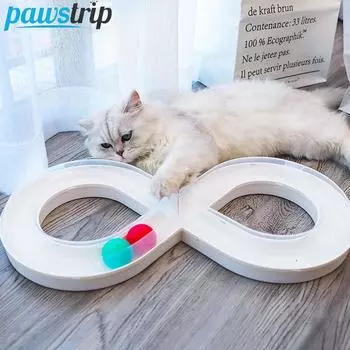 Интерактивная игрушка для кошек, забавная игрушка для кошек, проигрыватель трекболов, головоломка, трековая игрушка для котят, домашних животных, игрушки для снятия скуки, игрушки для кошек белый