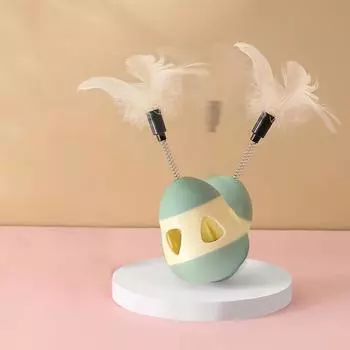 Интерактивная игрушка для кошек Забавный неваляшка Дырявый мяч для еды Пружинные игрушки для домашних животных От скуки Катающаяся дразнилка Перо Вращающийся мяч Игрушка