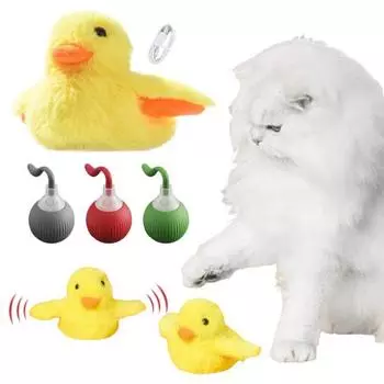 Интерактивная игрушка для кошки-утки с хлопающими крыльями, активируемая прикосновением, плюшевая игрушка для котенка и автоматический набор катящихся мячей, перезаряжаемая реалистичная щебечущая желтая утка жёлтый