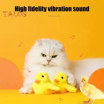 Интерактивная игрушка для кошки-утки с хлопающими крыльями, активируемая прикосновением, плюшевая игрушка для котенка и автоматический набор катящихся мячей, перезаряжаемая реалистичная щебечущая желтая утка жёлтый