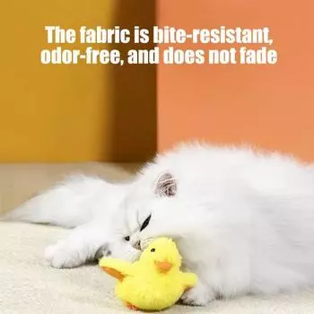 Интерактивная игрушка для кошки-утки с хлопающими крыльями, активируемая прикосновением, плюшевая игрушка для котенка и автоматический набор катящихся мячей, перезаряжаемая реалистичная щебечущая желтая утка жёлтый