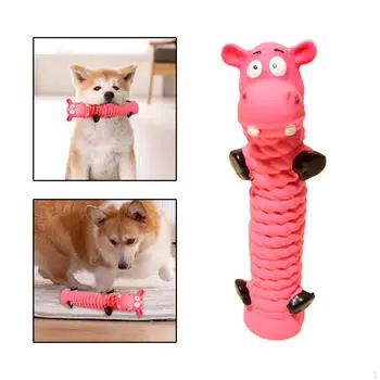 Интерактивная игрушка для собак, пищащий латексный компаньон для жевания для занятий на улице 6x21cm оранжевый