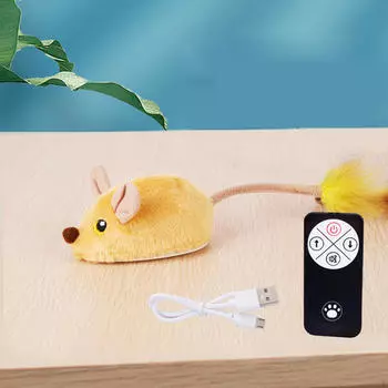 Интерактивная игрушка для упражнений для кошек, мягкая игрушка для домашних животных, перезаряжаемая с голосом, стимулирующая для использования в помещении жёлтый