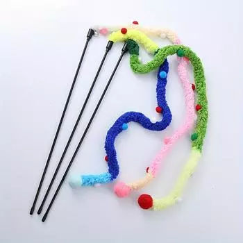 Интерактивная игрушка-дразнилка для кошек - мягкая плюшевая полоска с палочкой для дразнения для игр с котятами - товары для домашних животных для развлечения и упражнений