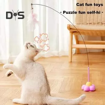 Интерактивная игрушка-дразнилка для кошек, разноцветная палочка для дразнения кошек с колокольчиком, съемная палочка-дразнилка для котят, товары для животных жёлтый