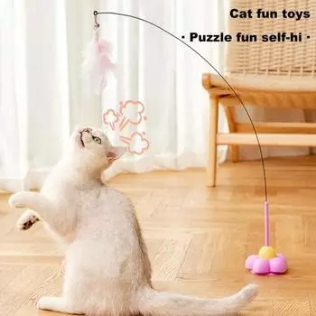 Интерактивная игрушка-дразнилка для кошек, разноцветная палочка для дразнения кошек с колокольчиком, съемная палочка-дразнилка для котят, товары для животных жёлтый