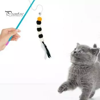 Интерактивная игрушка-дразнилка для кошек, выдвижная веревка, забавная палочка для кошек, палочка-дразнилка с колокольчиками, эластичный шнур, палочка-дразнилка для котят, не поддающаяся жеванию фиолетовый