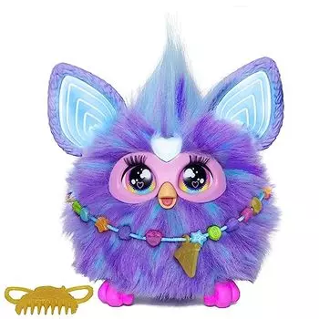 Интерактивная игрушка Hasbro Furby Purple, с функцией голосового управления, 15 модных аксессуаров, аниматронная электрическая плюшевая игрушка для детей от 6 лет, оригинальная модель F6743