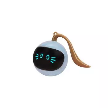 Интерактивная игрушка-мяч для кошек. Может издавать звуки. F. Автоматический катящийся шар. С игрушкой Furry Ball. Маленький мышиный хвост. перезаряжаемый One Size синий