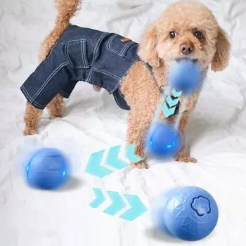 Интерактивная игрушка-мяч для кошек, перезаряжаемая через USB, вращающаяся на 360 градусов, умная игрушка-мяч, забавная погоня за кошкой синий