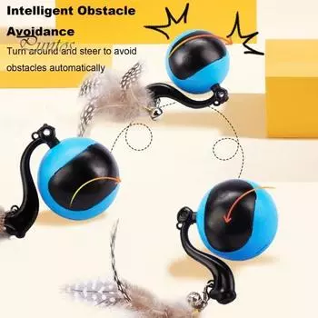 Интерактивная игрушка-мяч для кошек с дистанционным управлением, автоматическая движущаяся катящаяся игрушка-перо для кошек, перезаряжаемая через USB, датчик движения, игрушка для кошек жёлтый