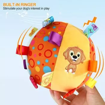 Интерактивная игрушка-мяч для собак для тренировок жевателей, декомпрессия, устойчивая к укусам, плюшевая ручка, игрушки для собак с колокольчиками, товары для домашних животных dog