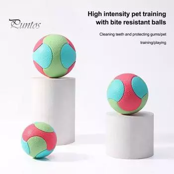 Интерактивная игрушка-мяч для собак, позволяющая скрежетать зубы, избавляющая от скуки, устойчивая к укусам, высокопрыгучая игрушка-мяч для собак, предназначенная для тренировки, жевательная прорезывание зубов для щенков с цветными блоками S