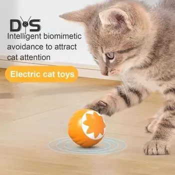 Интерактивная игрушка-мяч, устойчивая к жеванию, активирующая движение, умный мяч, перезаряжаемая автоматическая самодвижущаяся игрушка для домашних животных для кошек и собак оранжевый