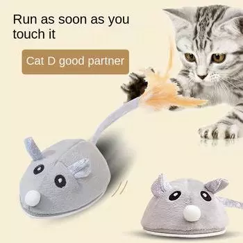 Интерактивная игрушка-мышь для кошек USB крыса с перьями игрушки Play-Catch обучающая игрушка для домашних котят Pet Supplies игрушка для кошек на дереве серый