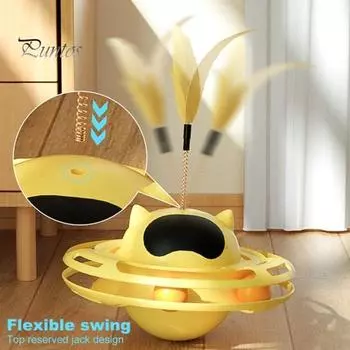 Интерактивная игрушка-неваляшка для кошек, съемная палочка-дразнилка для кошек с шариками для игрушек, игрушка для кошек, живущих в помещении розовый