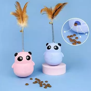 Интерактивная игрушка-неваляшка для кошек с колокольчиками, забавная погоня, тренировочная кормушка для лакомств, автоматическая игрушка-дразнилка для котят, интерактивная игрушка для кошек розовый