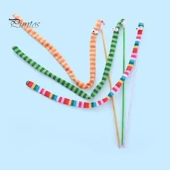 Интерактивная игрушка-палка для кошек, играющая палочка-дразнилка с хрустящими колокольчиками, устойчивая к царапинам, устойчивая к укусам, милый мультфильм, избавляющая от скуки, мягкая палочка для кошек