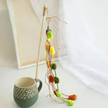 Интерактивная игрушка-палка для кошек, колокольчик, устойчивая к укусам хлопчатобумажная веревка, палочка для кошек с ручкой, игровые принадлежности для котят, игрушка для кошек, избавляющая от скуки