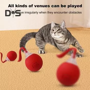 Интерактивная игрушка-шар, автоматический самокатящийся шар, игрушка для кошек, активируемый перезаряжаемый движущийся шар для собак и кошек C красный
