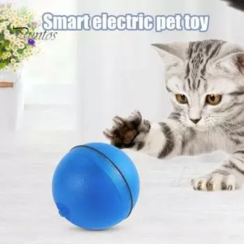 Интерактивная игрушка-шар для кошек со светодиодной подсветкой и функцией активации движения, автоматически движущийся шар для больших и маленьких домашних животных синий