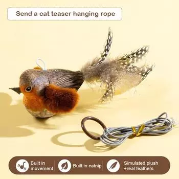 Интерактивная игрушка-симуляция птицы, забавная игрушка-палка для кошек, пушистая игрушка-палка для кошек, устойчивая к укусам и царапинам, товары для животных