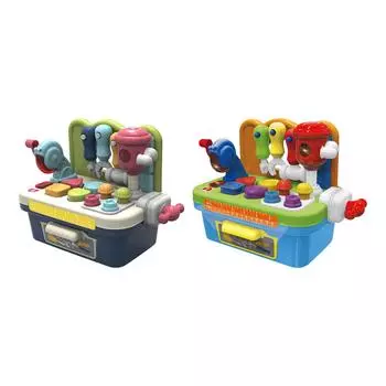 Интерактивная игрушка-скамейка для инструментов со светом и звуками, детская игрушка-верстак для девочек 1, 2, 3, 4 лет, детский подарок на день рождения