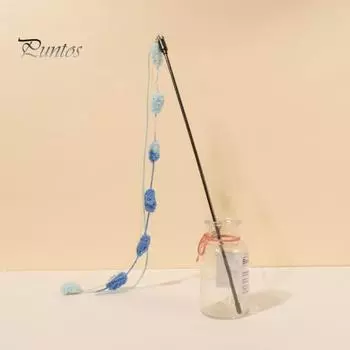 Интерактивная кошачья дразнилка с колокольчиком и кисточкой, игрушка-палочка для кошек с пушистым шариком, дразнящая палочка для кошек, товары для домашнего зоомагазина синий