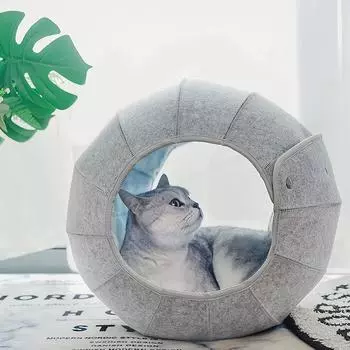 Интерактивная кровать для кошек со складным круглым туннелем, многофункциональное развлечение для сна и игр