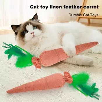Интерактивная мягкая игрушка для кошек, устойчивая к укусам, жевательная игрушка со звуком, бумажная морковка, любопытная игрушка для кошек, чистка зубов, скрежетание зубами с кошачьей мятой Carrot Set