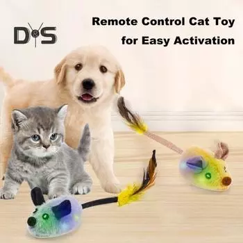 Интерактивная мышь, движущаяся игрушка для кошек, перезаряжаемая, автоматическая, движущаяся плюшевая мышь для домашних кошек, активируемая прикосновением, пищащая игрушка с дистанционным управлением синий