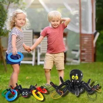 Интерактивная надувная игрушка для взрослых, забавная игра с кольцом, детская игрушка-паук на Хэллоуин, семейная вечеринка, бросающие кольца, интерактивная игра чёрный