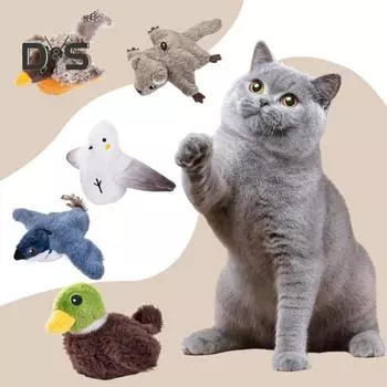 Интерактивная плюшевая игрушка для кошек-птиц, перезаряжаемая через USB, хлопающая щебечущая птица, активируемая прикосновением, электрическая имитация животных для домашних кошек B